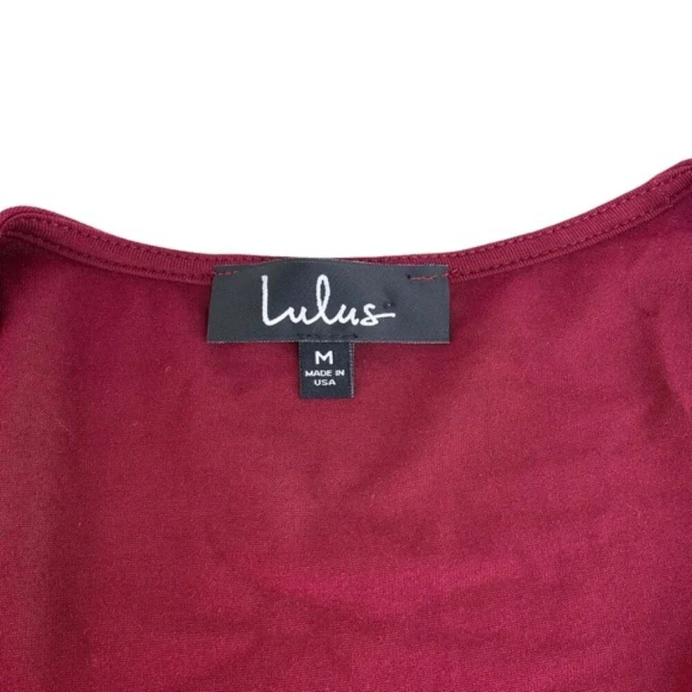 NWT Lulus Maroon Jersey Wrap Twirl Worthy Dress - Picture 3 of 5